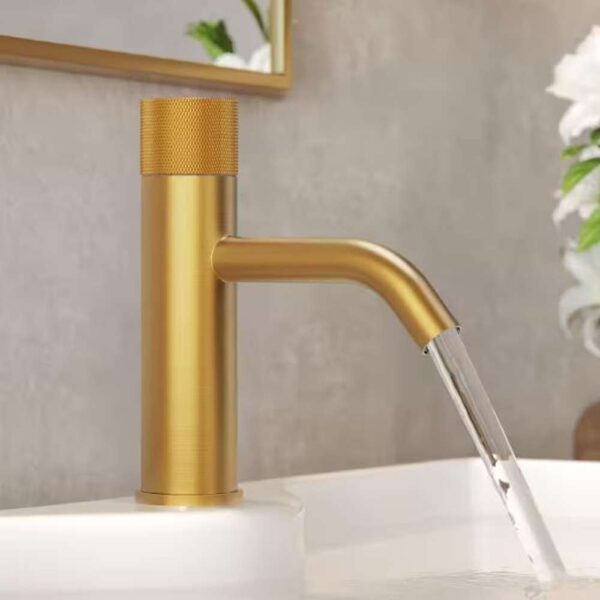 7 in. Height Low-Arc Single Handle Single Hole Vessel Sink Faucet with Spot Resist in Brushed Gold Drain Included